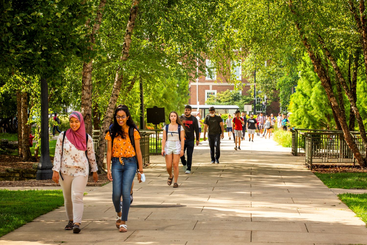 students walking on campus